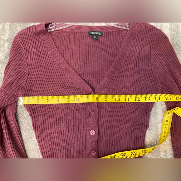 Wild Fable Mauve crop top button down long sleeve sweater - Picture 7 of 9